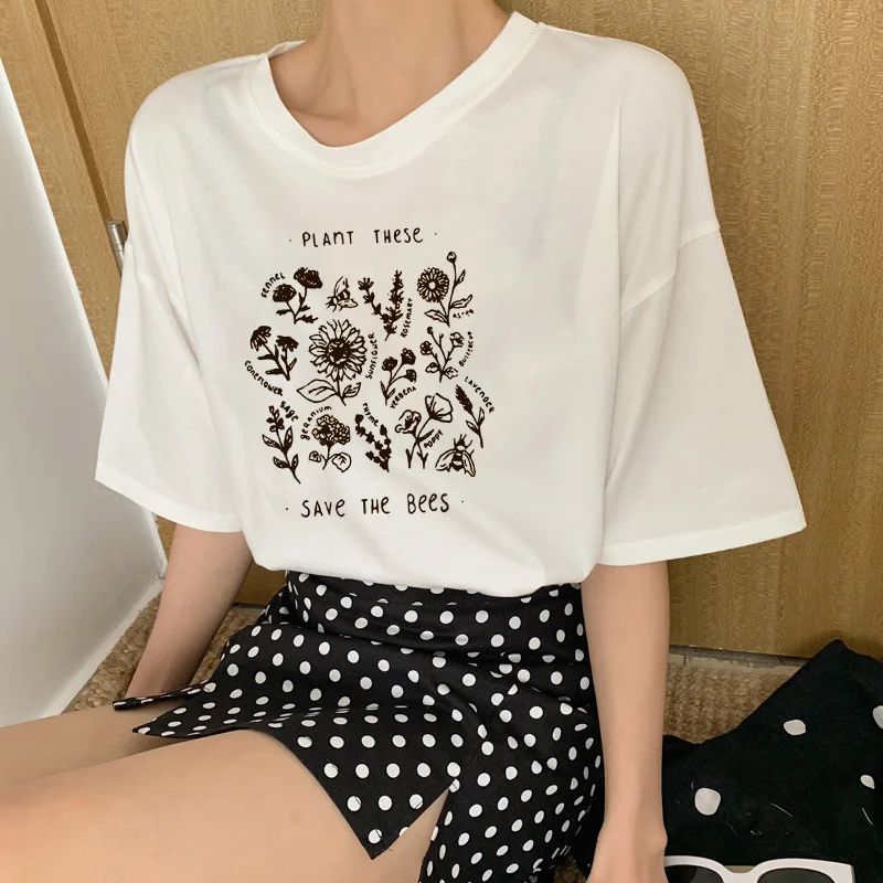 Эффектная женская футболка с надписью «Vegan Love», «Save The Bees», короткий рукав, Ulzzang, винтажная уличная одежда в стиле Харадзюку, графические футболки, топы больших размеров