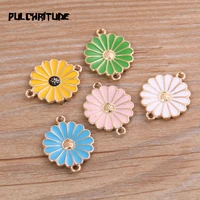 5pcs 1823mm five color alloy metal drop oil flower charms connector for diy bracelet necklace jewelry making