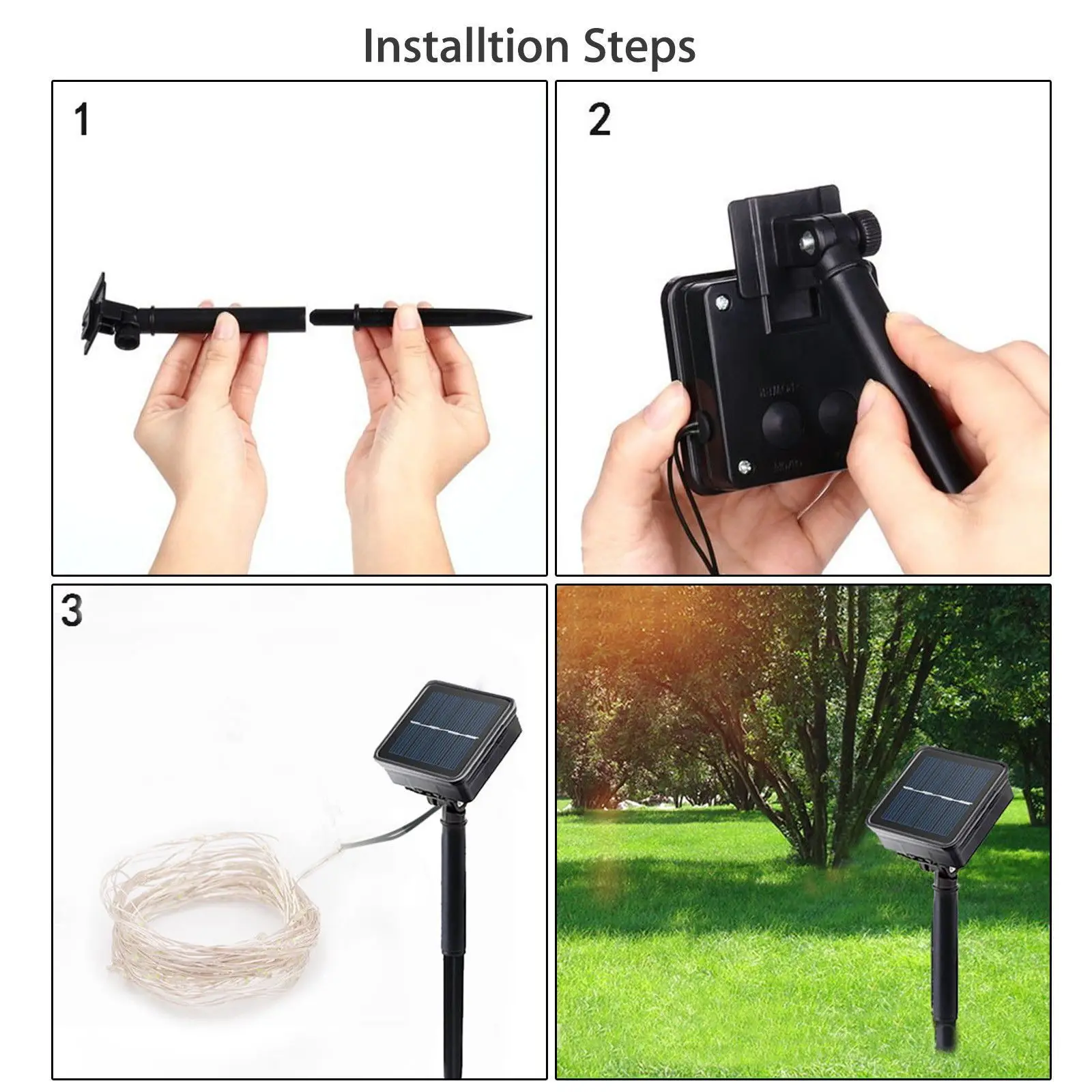 

39FT 100 LED Solar String Rope Fairy Light 12M Waterproof IP65 Outdoor Christmas Wedding Party Decor Night Light