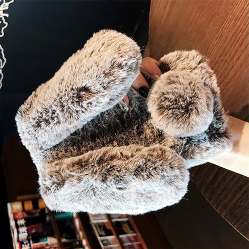 Cute Rabbit Ear Hair Furry Phone Case For iPhone 11 pro X XR XS Max 7 8 Plus 6 6S 5 5S SE 5C 4 Soft Girl Warm Cover |