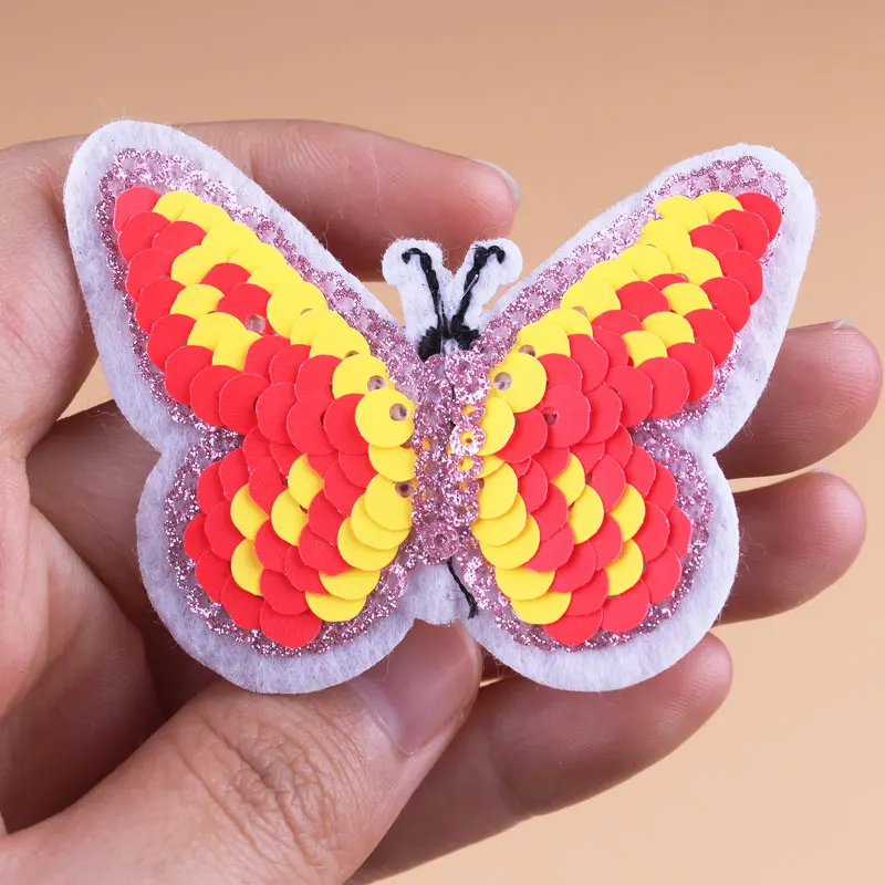 Наклейки с бабочками нашивки блестками и вышитые для одежды аппликация в полоску