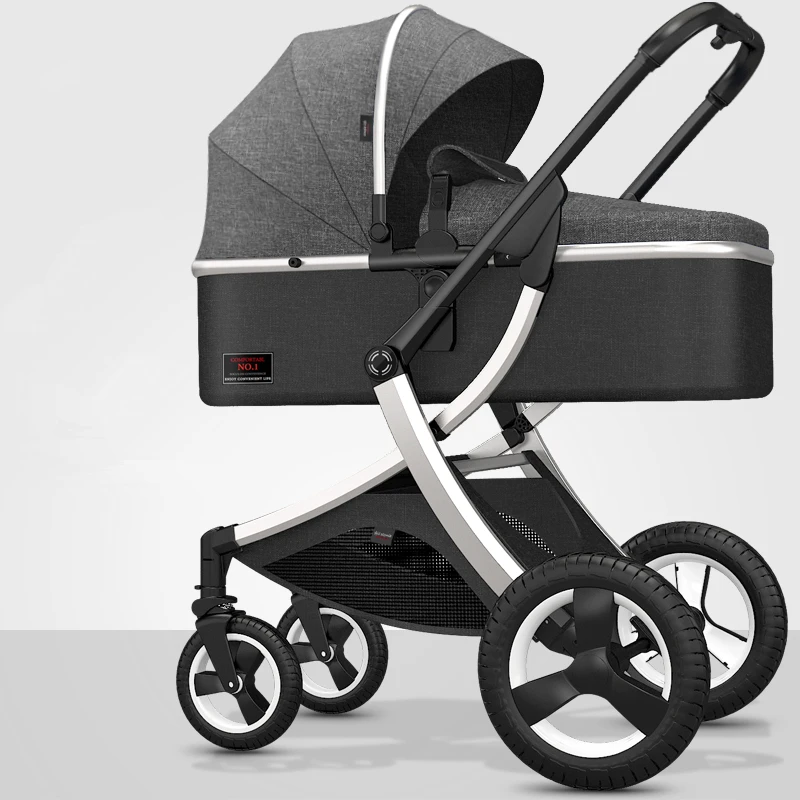 Коляска детская 3 в 1 портативная Регулируемая розовая с большим количеством