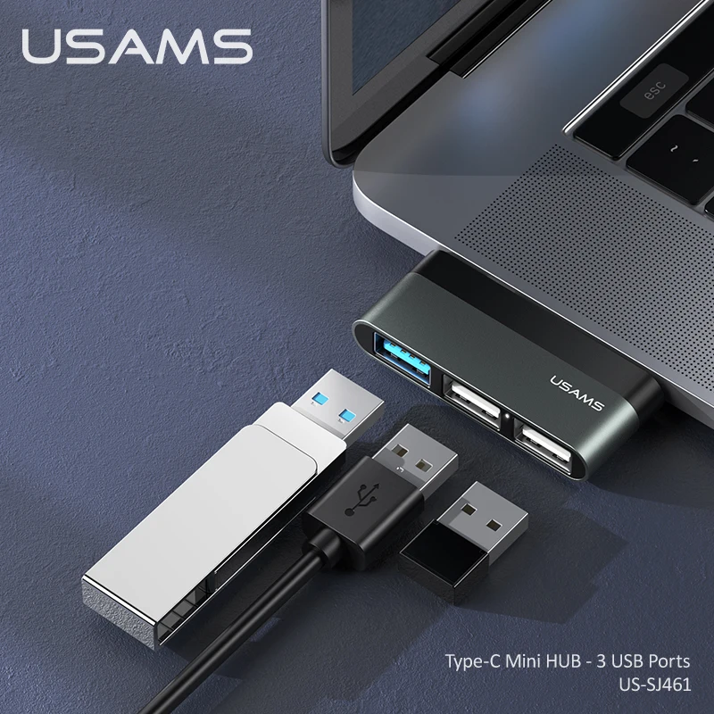 USAMS высокоскоростной мини-концентратор типа C к USB 3 0 2 порт TF карта разветвитель