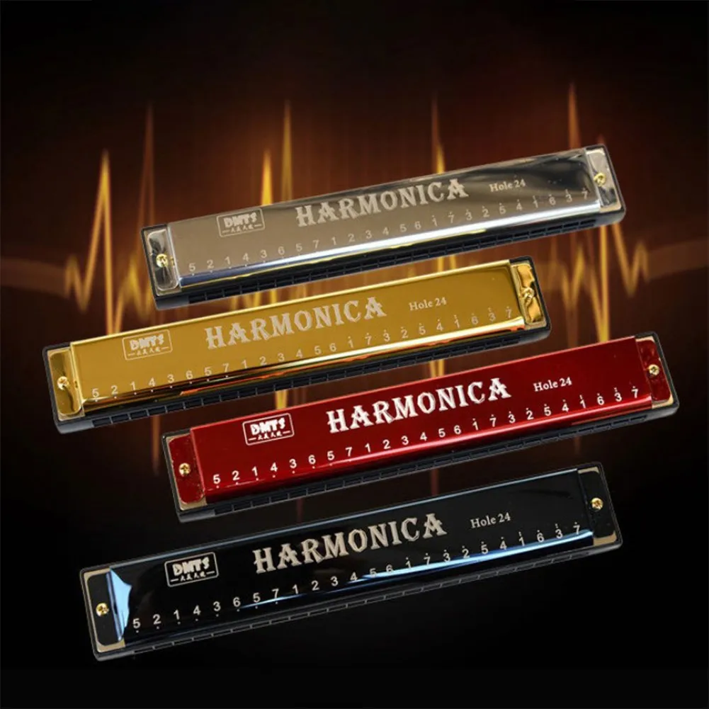 

24 Hole Metal Harmonica Mouth Organ Puzzle Musical Instrument Beginner Key Of C Professional For Beginners Great Gift Toys