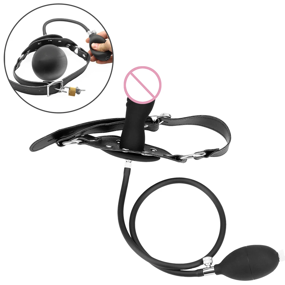 Кляп для рта страпон надувной фаллоимитатор взрослых интимные аксессуары пар