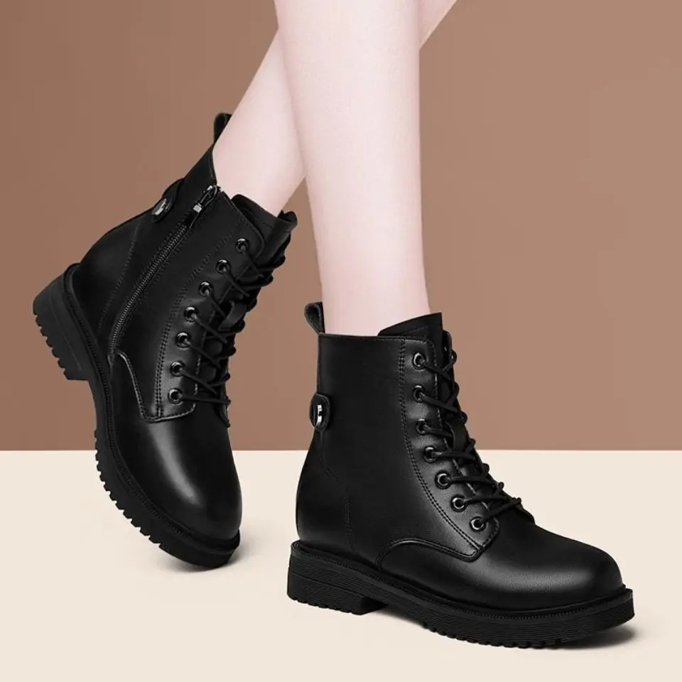 Stiefeletten für Damen Herbst Winter Damen Chelsea-Stiefel Kurze Stiefel Flache Schuhe Mode Plateaustiefel Gothic Botas De Mujer