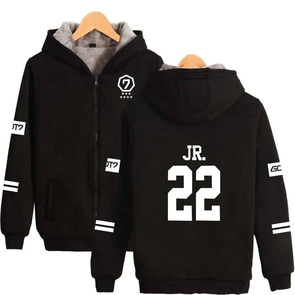 

K-pop Harajuku Hoodie Women's Thick Fluffy Winter Clothes JR. Hip Hop Sweatshirt Fashion Women's Zipper Clothes