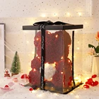 25 см сделай сам, мишка тедди с коробкой, искусственный цветок, медведь, розы, декор на День святого Валентина для подруги, женщин, подарок на день матери
