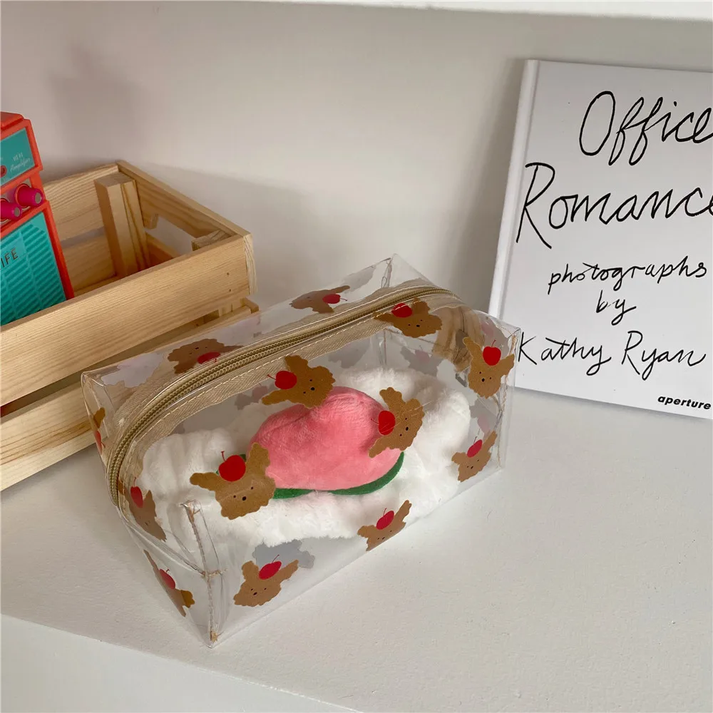 Ins/Носки с рисунком медведя из мультика в горошек Карандаш Чехол прозрачного ПВХ