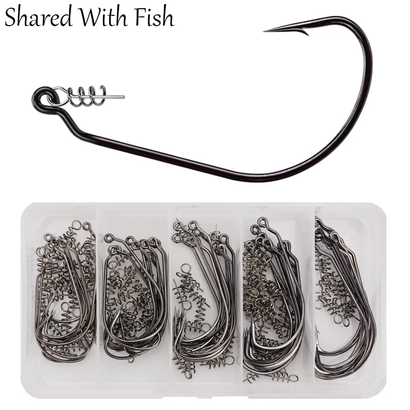 1 Набор 50 штук Карбоновые стальные рыболовные крючки Jig Crank Hook Centering Pins Fixed Needle Barbed для мягкой приманки.