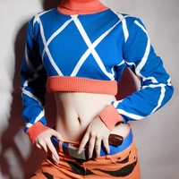 japan anime jojos bizarre adventure cosplay costumes guido mista sweater fashion sexy woolen knitwear tops coat