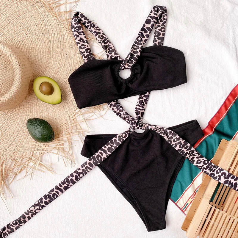 

2021 Knotted Bikini Female Swimsuit Women Swimwear Two-pieces Bikini set Bather High Waist Bathing Suit Swimming