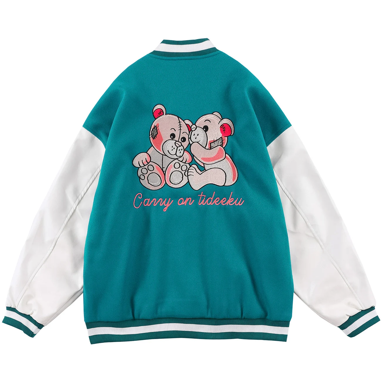 2021SS Mens College Jacket Loose Couple High Street Hipster Autumn Baseball Bear Embroidery Patchwork Color Bomber Coats | Мужская