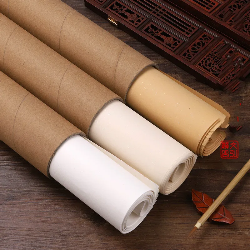 10 Sheets Chinese Calligraphy Xuan Paper Four/Six Feet Papel Arroz Ultra-thin Pearl Mica Ripe Rice Paper Painting Rijstpapier