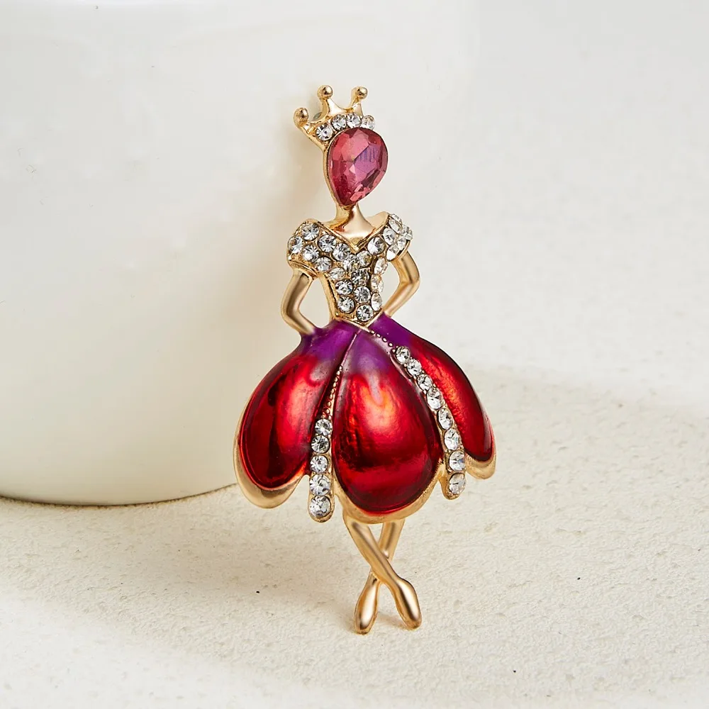 Мода Rhinestone танцы мальчик и девочка чертежное масло фигурка персонажа брошка заколка для женщин Девушка эмаль платье маленькое платье аксессуары