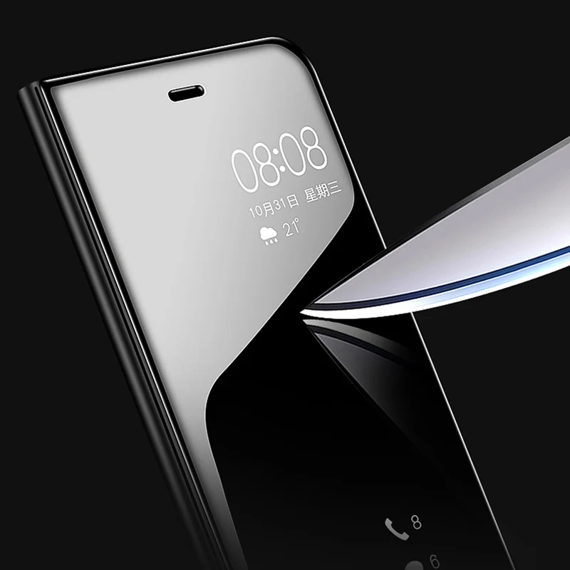 Зеркальный флип-чехол с покрытием для iphone 11Pro Max XR X 8 7 6 6s Plus, тонкий прозрачный чехол с окошком для samsung Galaxy S8 S7 S6 A7 A5