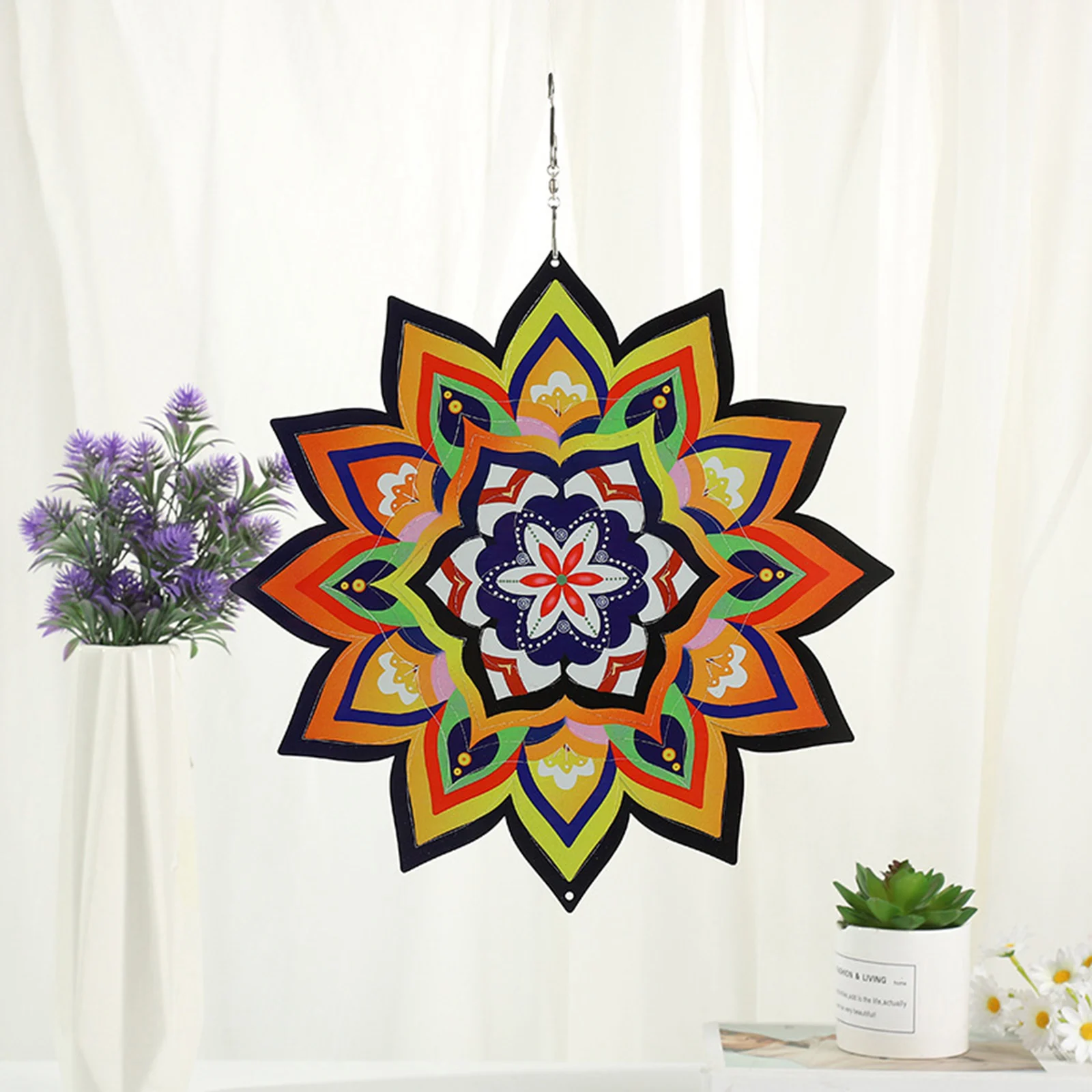 

Foldable Swivel Wind Chimes With Hook Metal Wind Spinner for Indoor Outdoor Garden Patio Hanging Decor