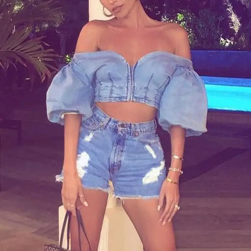 Куркума джинсовая с открытыми плечами пикантные 2019 платье на осень-зиму Новый