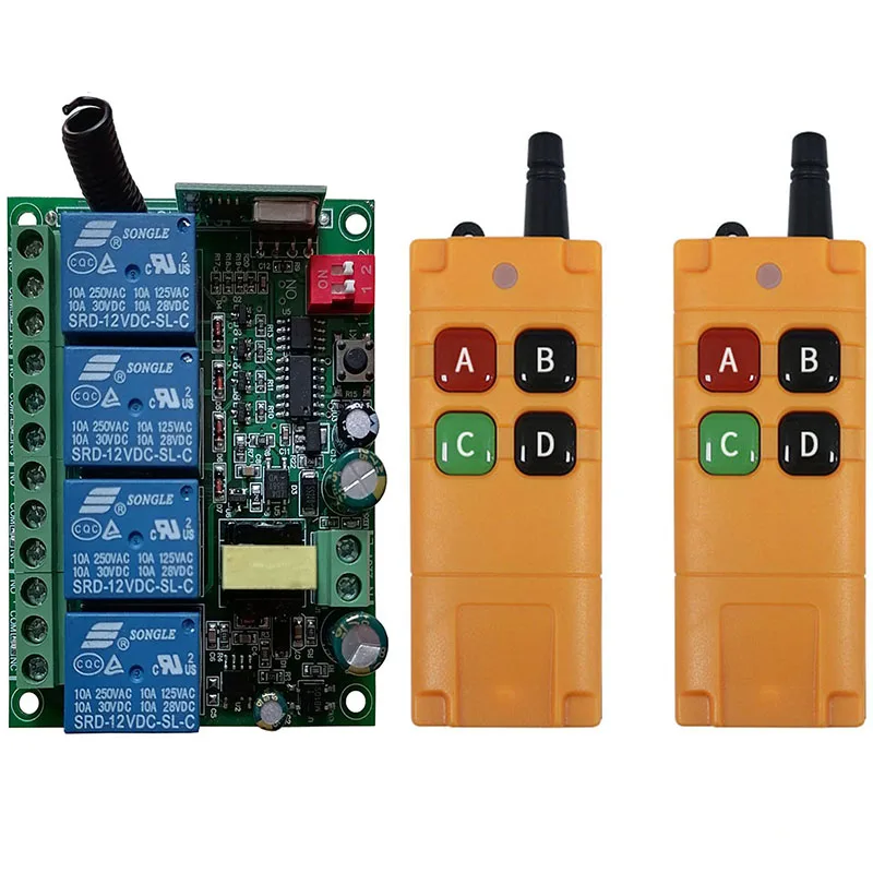 433 МГц AC110V 220V 10A 4CH релейный переключатель RF беспроводная система дистанционного