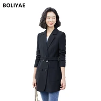 boliyae high quality designer coats for women overcoat double breasted long ladies blazer latest spring and autumn tops jackets