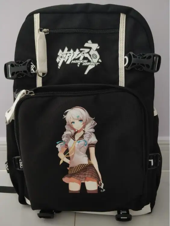 M Honkai Impact 3 игры печати рюкзак usb зарядка ноутбук рюкзак Оксфорд Путешествия Рюкзак Холст Школьные сумки подарок ручка сумки - Цвет: M