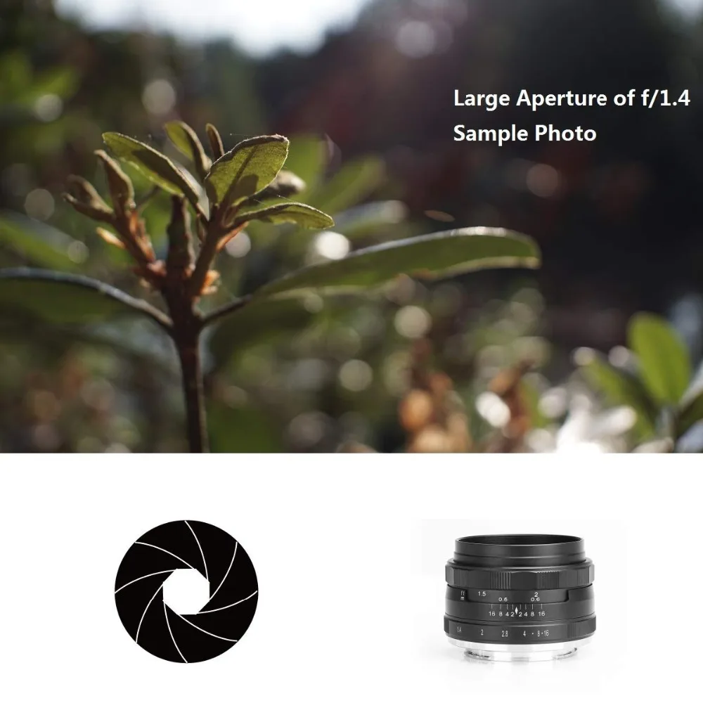 Объектив Meike 35 мм F1.4 с ручной фокусировкой для Sony E-Mount A7R/a7S A7/fuji X-T2/canon Eos-M M6/m4 Aps-C