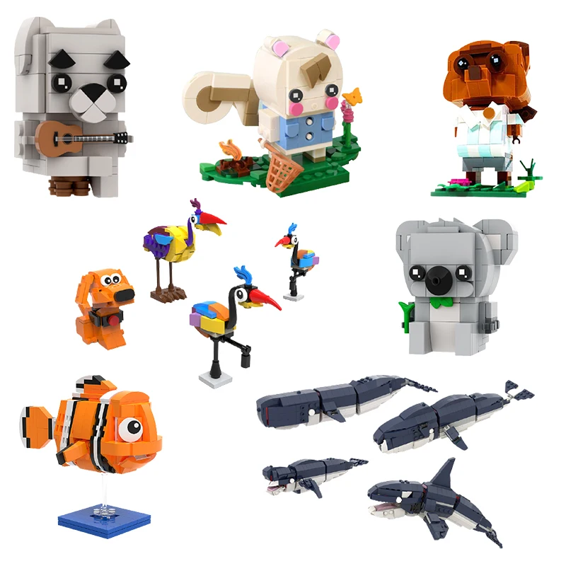 

Moc фигурка животного, насекованная коала K.K. Слайдер, кролик, Кит, собака, птица, милые строительные блоки, собранная модель, детский подарок