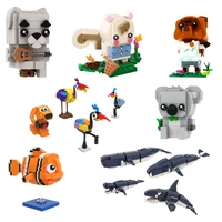 moc animal finding nemoed koala k k slider rabbit whale dog bird cute building blocks assembled model child friend toy gift