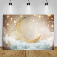 dreamy shiny gold moon star party photo backdrop pendant cotton baby birthday portrait photographic backgrounds for photo studio
