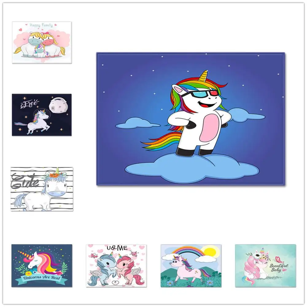 Креативный мультяшный 3d ковер с единорогом Детский для игровой зоны фланелевые