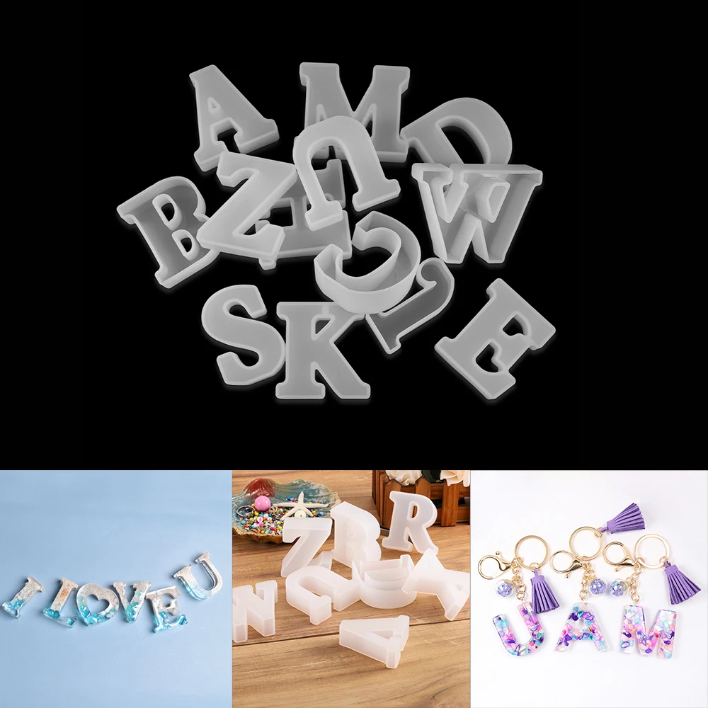 

1Pcs 3D Alphabet Capital Letter Silicone Mold Pendants Mould Uppercase Letter Epoxy Resin Mold DIY Pendant Keychain Art Supplies
