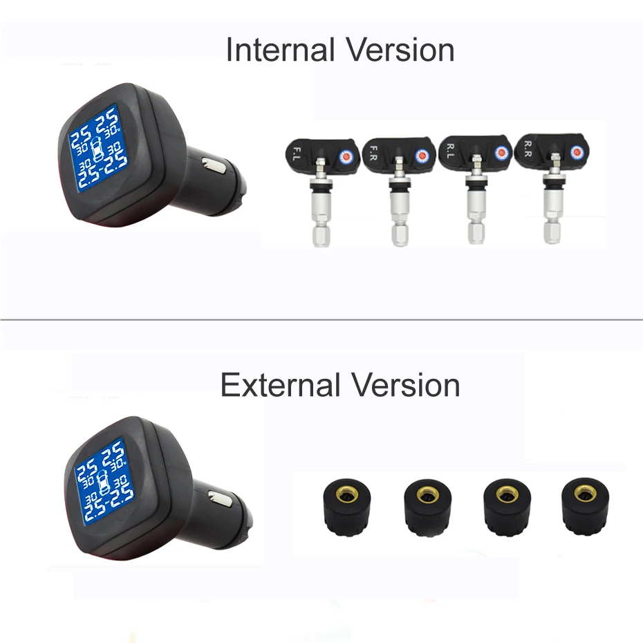 

Visture TPMS With 10W USB Output Car Tire Pressure Alarm Monitor System Tyre Monitoring External Internal Sensor D02N T07W T05N