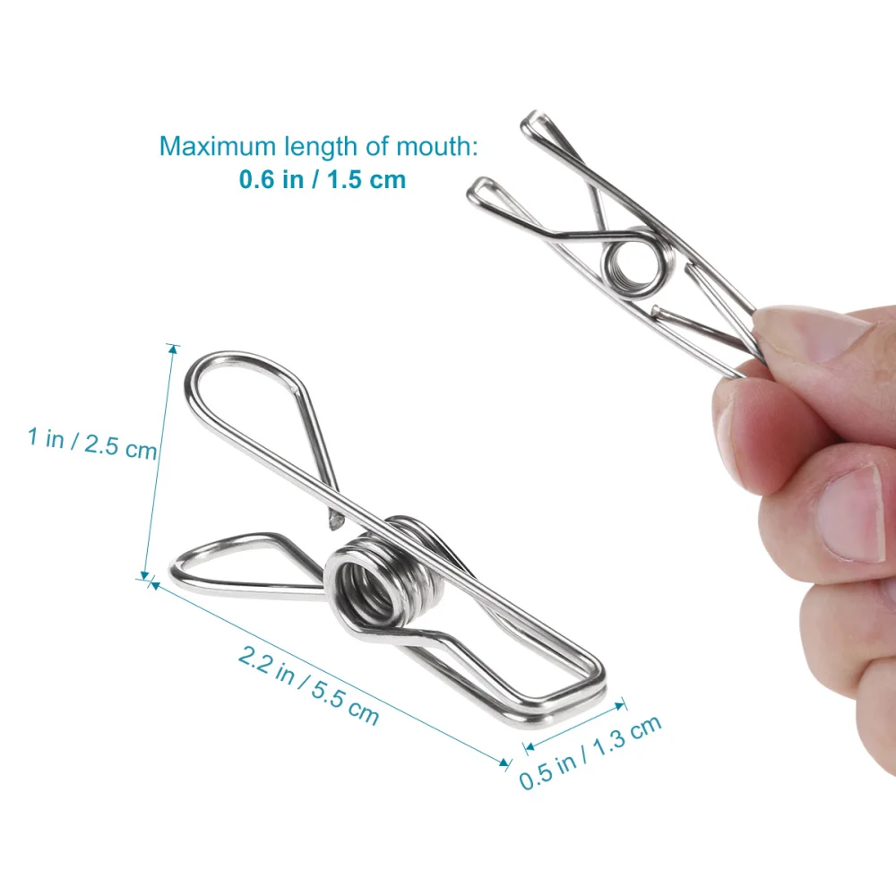 

ROSENICE 20pcs Multipurpose Stainless Steel Clips Clothes Pegs Holders (Silver)