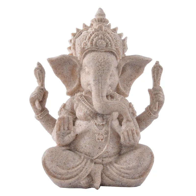 

2020 Sandstone Indian Ganesha Elephant God Statue Religious Hindu Elephant-Headed Fengshui Buddha Sculpture Home Decor Crafts