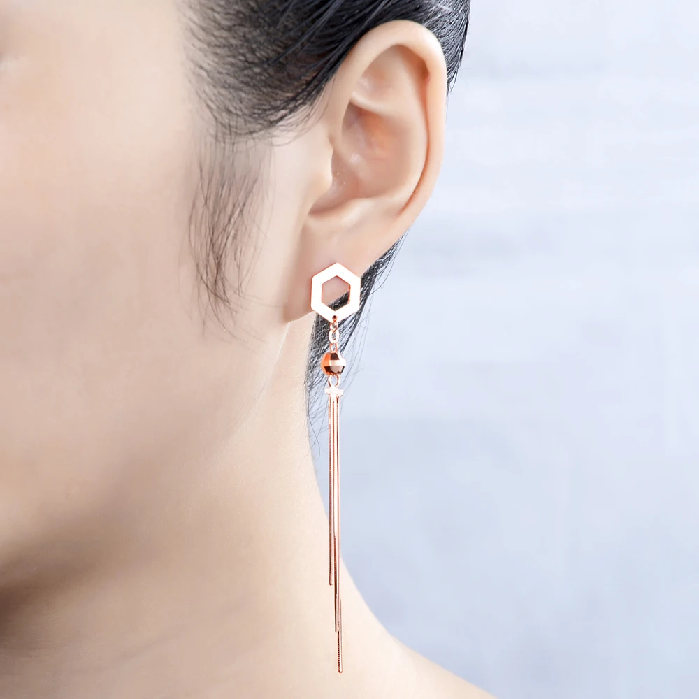 Женские серьги из серебра 925 пробы цвета розового золота|Серьги-подвески| |