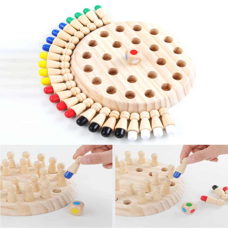 Деревянная шахматная игра в память Детская развивающая игрушка