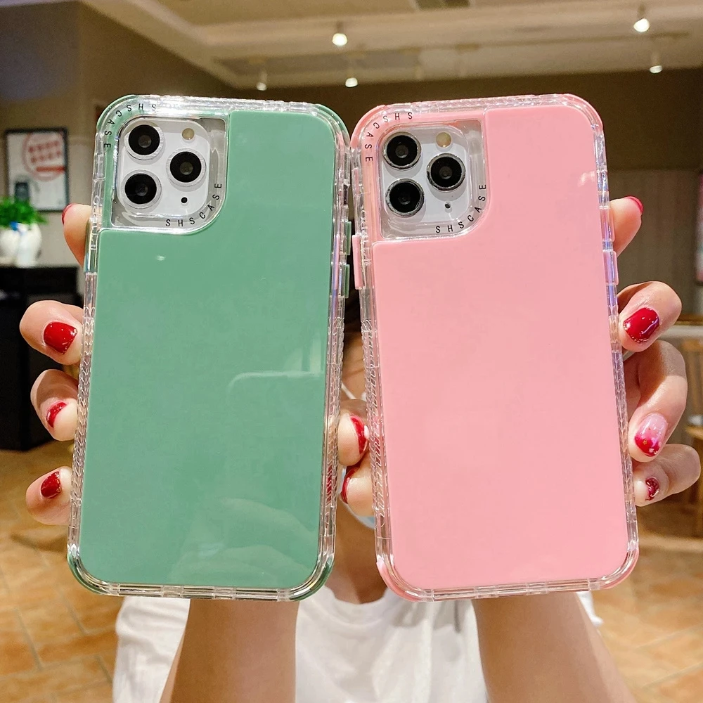 

Layer Solid Candy Color Case for iPhone 11 12 Pro 12Mini iPhone11 7 8 Plus SE 2020 XR XS Max X Phone Shell Cover