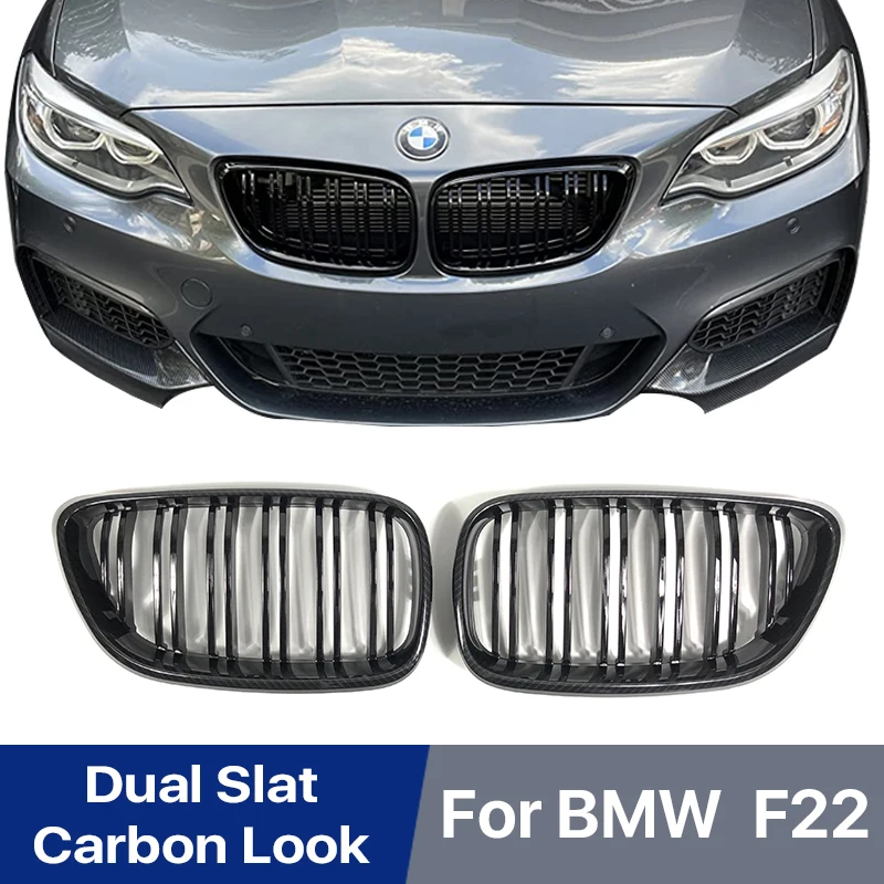

Car Front Bumper Kindey Double Slat Line Carbon Fiber Grill For BMW 2 Series M2 F22 F23 2014 2015 2016 Car Styling Accessories