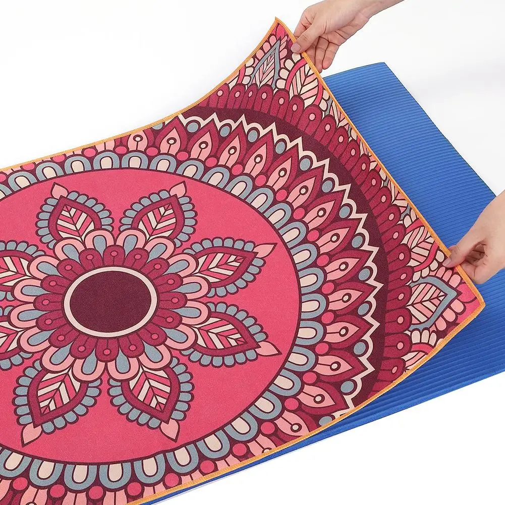 Коврик для йоги с принтом полотенце из микрофибры поглощающее пот силикагеля