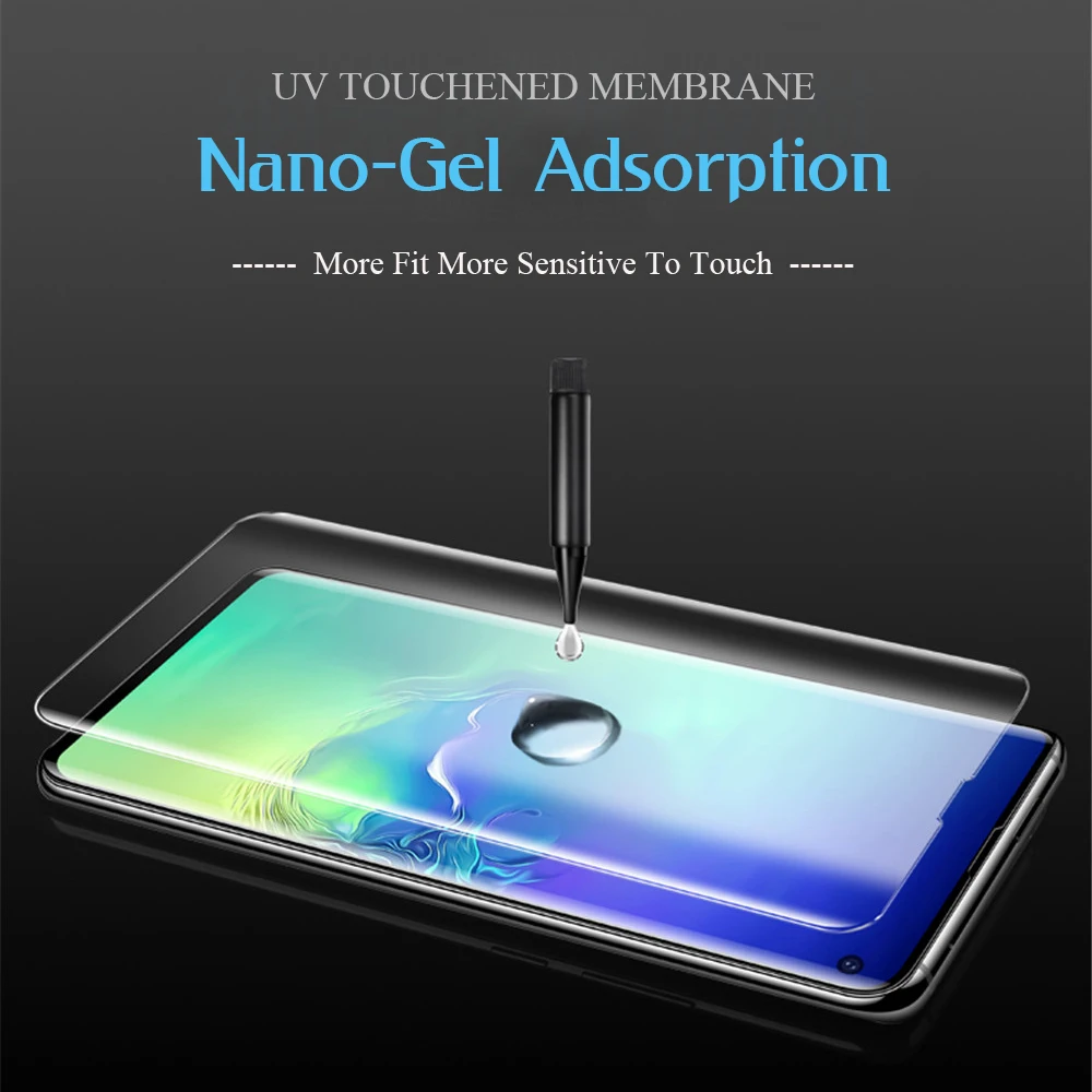 Нано-жидкая пленка для samsung Note 8 9 S10 S9 S8 Plus S7 Edge, ультрафиолет, полный клей, закаленное стекло, прозрачная защитная пленка для Galaxy S10E