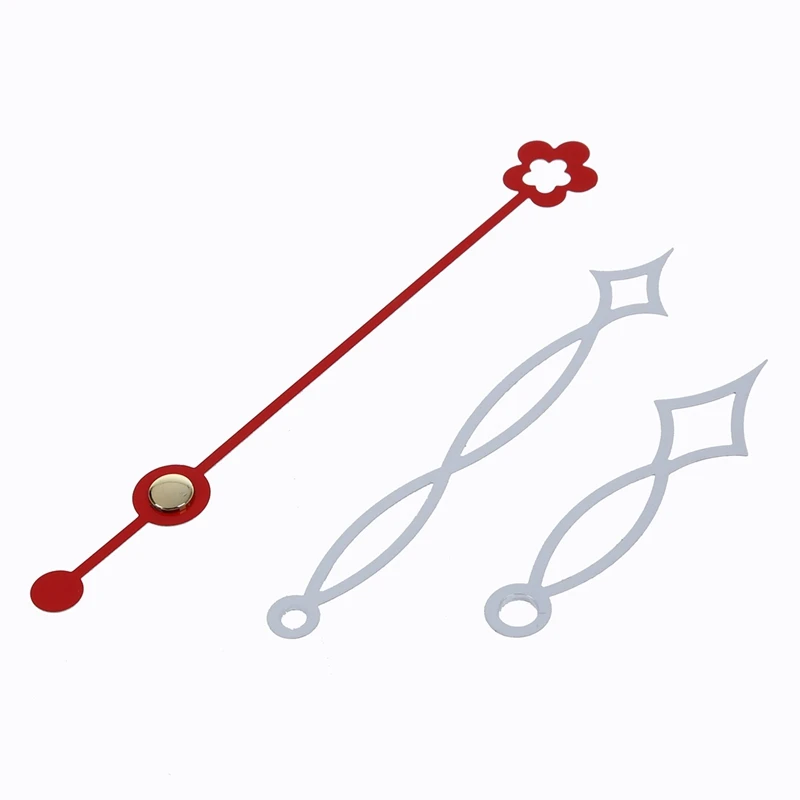 

2 Set Quartz Silent Clock Movement Mechanism Flower Hand DIY Repair Part Kit Clock Movement Mechanism with White Hour Minute Red