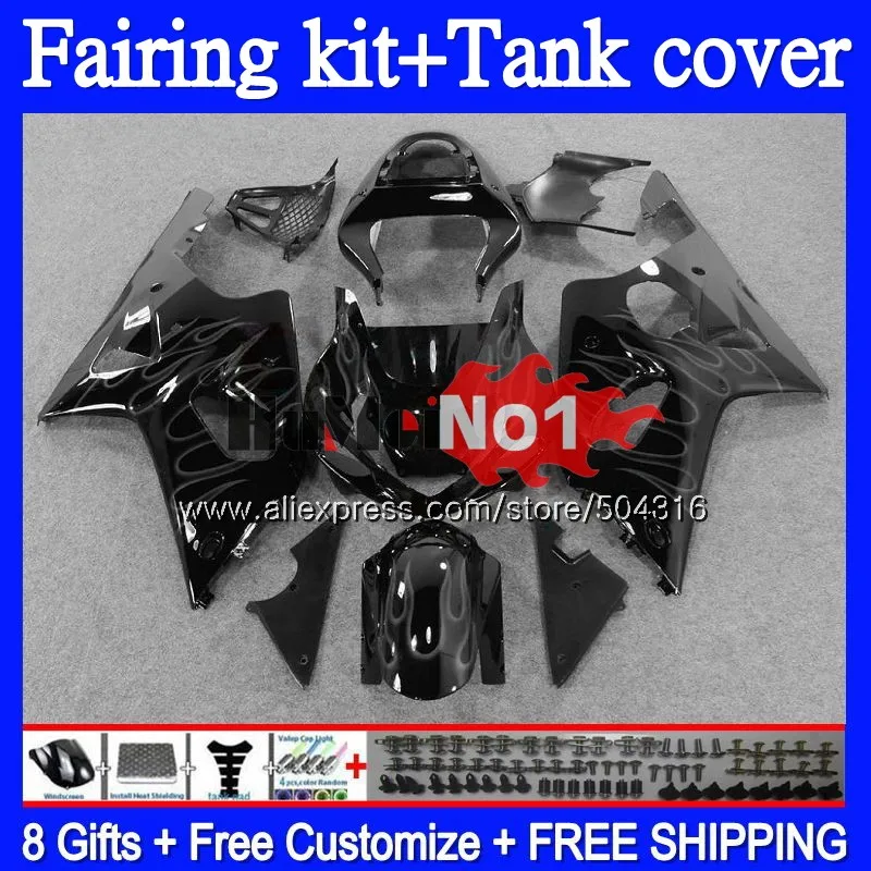 

+Tank For SUZUKI GSXR-1000 K2 GSX-R1000 GSXR1000 Grey flames 66MC.148 GSXR 1000 1000CC GSX R1000 00 01 02 2000 2001 2002 Fairing