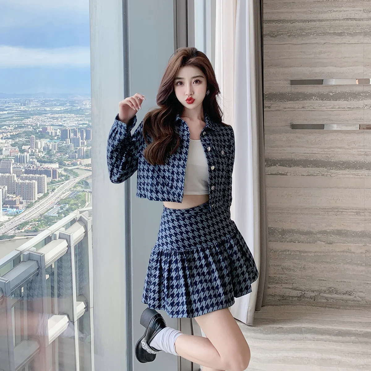 Denim Jacket 2021 Autumn Style Small Youthful Short Top Skirt Suit Fashion Rac |