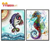 cross stitch kits embroidery needlework sets 11ct water soluble canvas patterns 14ct painting fish and hippocampus ncma026