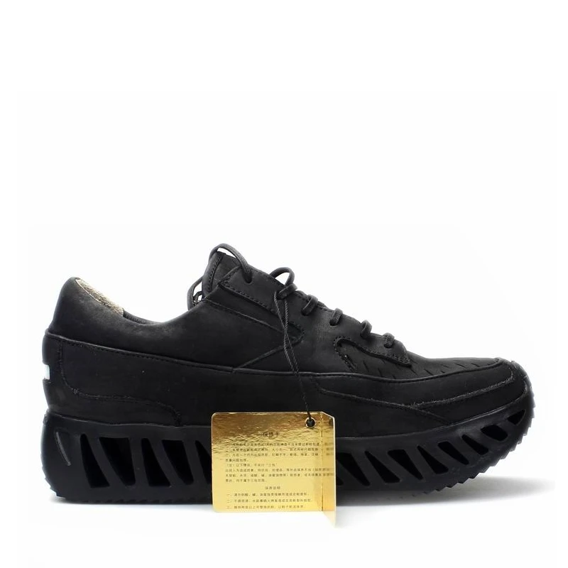 Мужские сетчатые кроссовки черные дышащие из натуральной воловьей кожи на