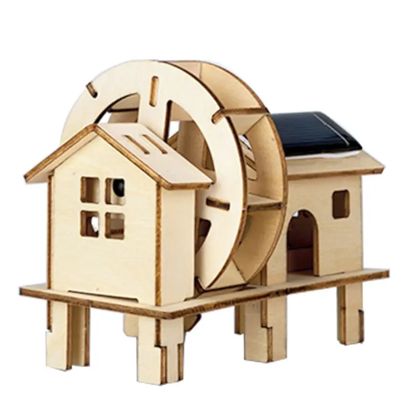 Солнечная энергия 3D деревянные головоломки DIY наборы Собранный кирпич ветряная