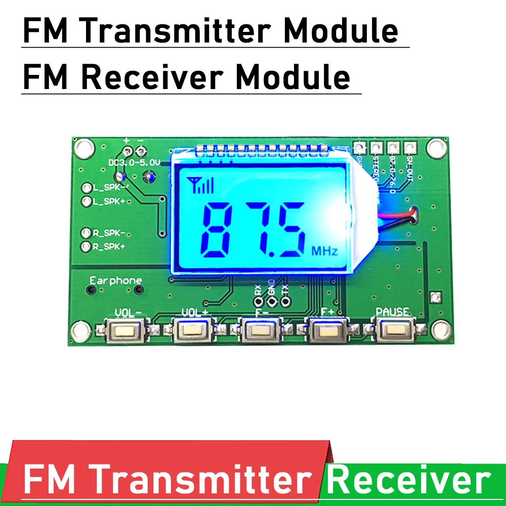 

DYKB DSP PLL FM Stereo Transmitter Receiver Module 87-108MHz Frequency LCD Digital FM Radio Wireless Microphone campus Broadcast