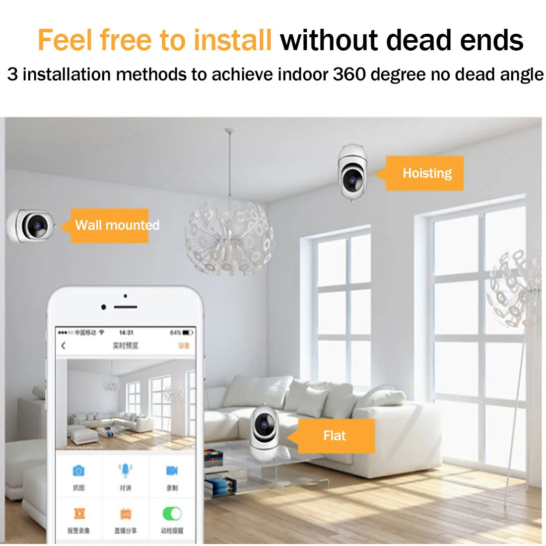 1080P Wi Fi Камера Беспроводной 2MP HD IP для защиты детей и домашних животных 360 градусов