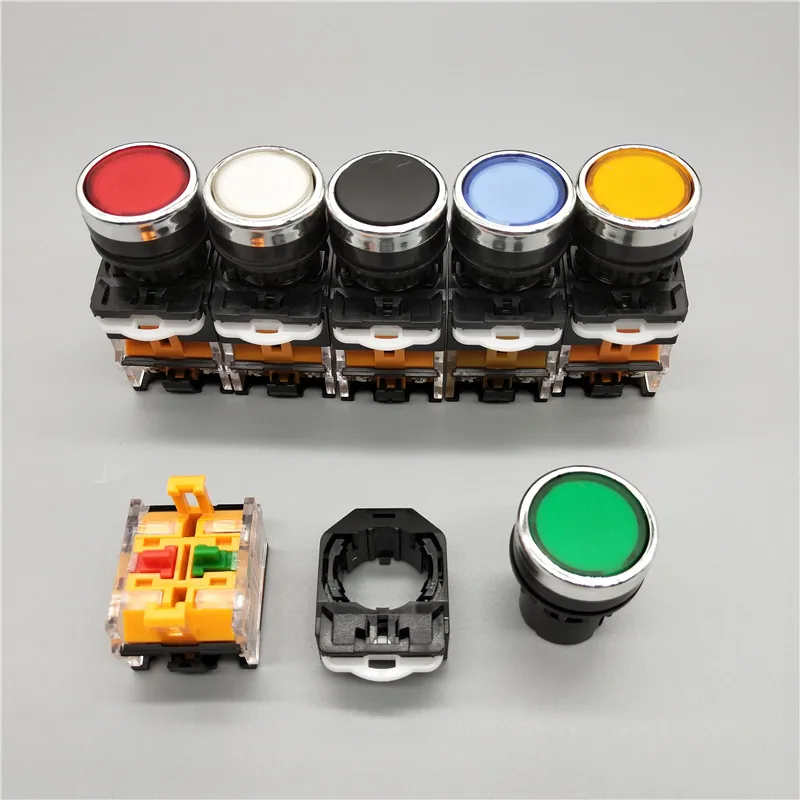 

1pcs ON-OFF Momentary/Latching Push button switch 22mm 4 Screws Circular small size Flat round Panel Cutout LA38-11BN 11BNZS