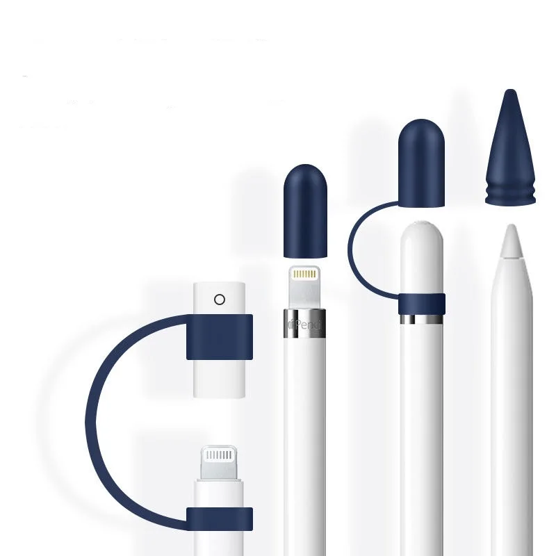 

4 in 1 Protective Case For Apple Pnecil Anti-lost Anti-Shock Slilicone Sleeve Cover For ipad Tablet touch pencil